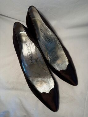 Vintage Helene Arpels Purple Satin Heels Size 38.5